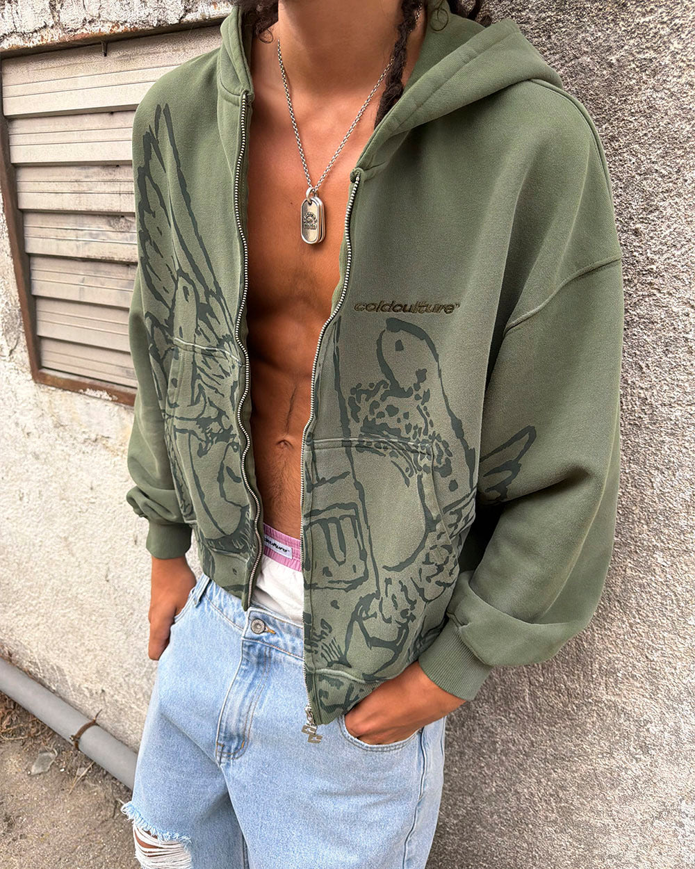 EAGLE ZIP HOODIE GREEN