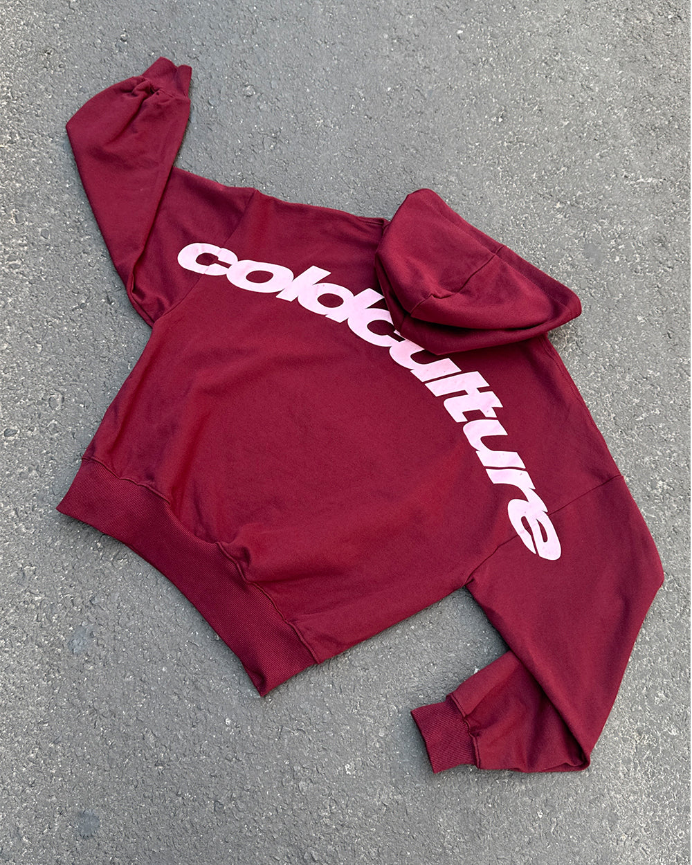 CURVED HOODIE WINE RED