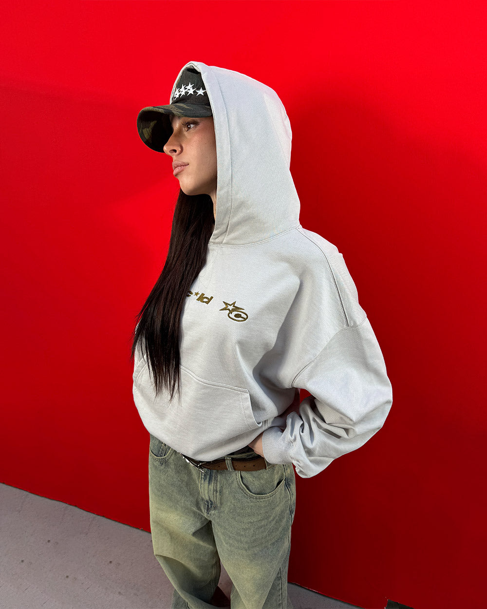VERTICAL HOODIE LIGHT GREY