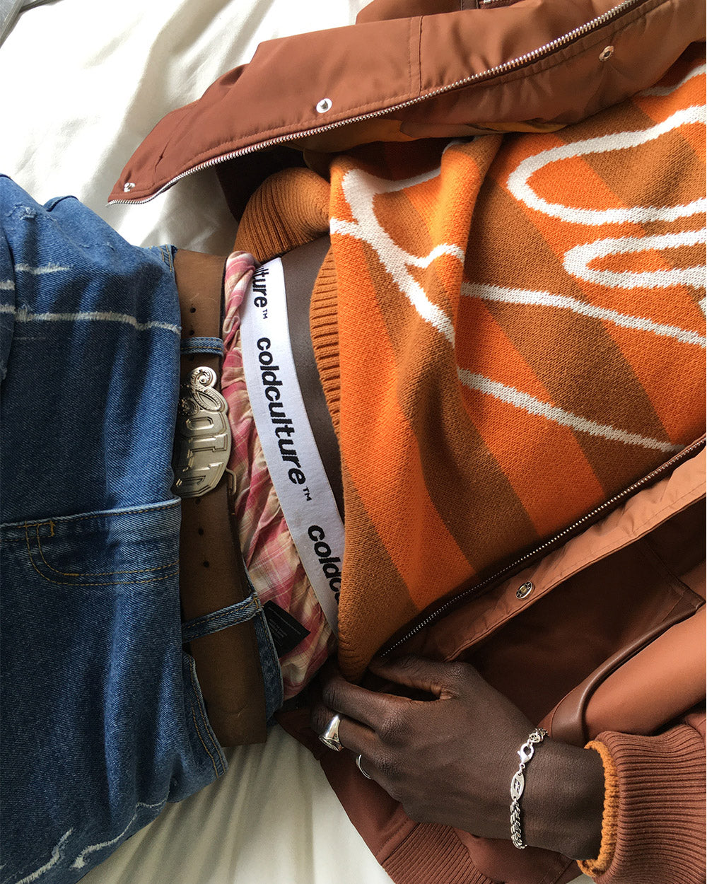 VARSITY LEATHER BELT BROWN MIX