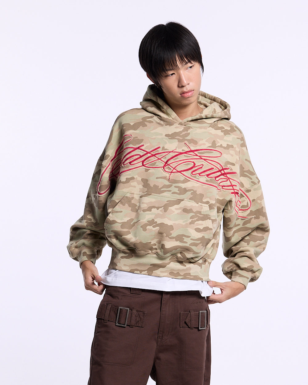 CROSSED DISTRESS HOODIE CAMO