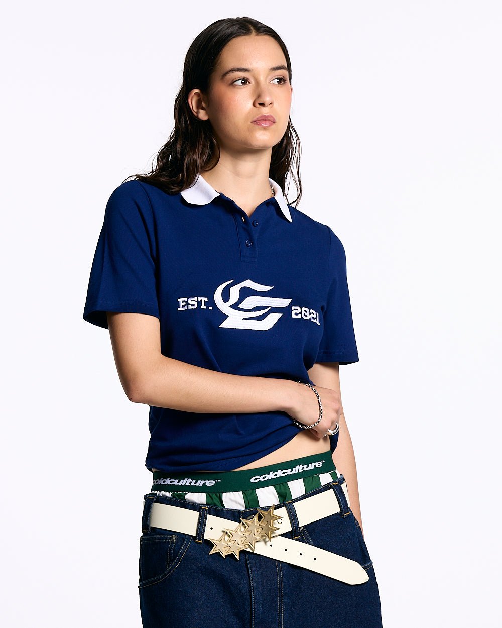 5th AURA SLIM POLO DARK BLUE - COLD CULTURE #woman