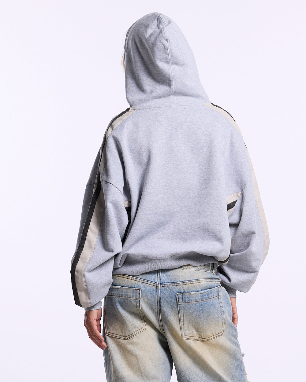 BIKER ZIP HOODIE HEATHER GREY