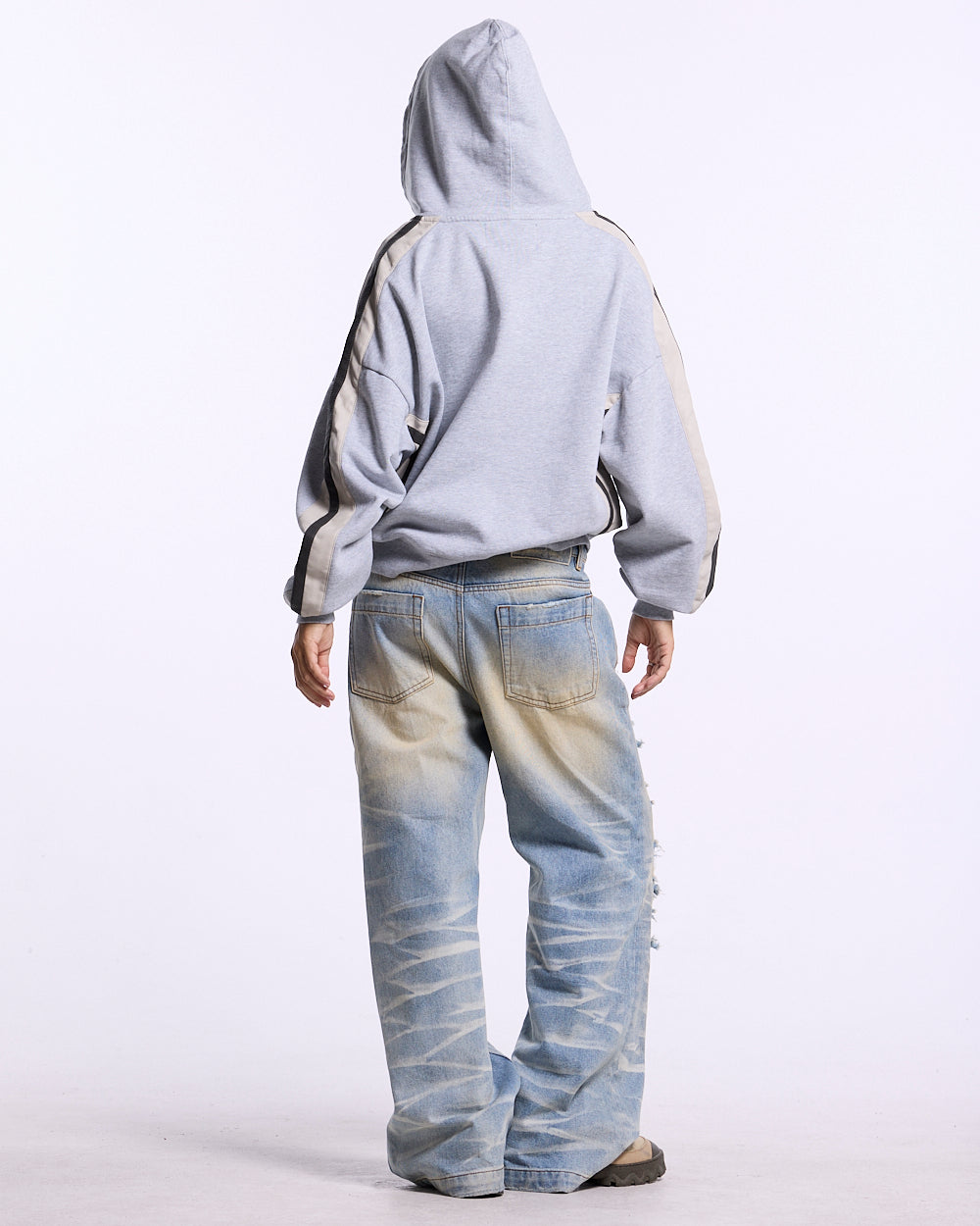 BIKER ZIP HOODIE HEATHER GREY