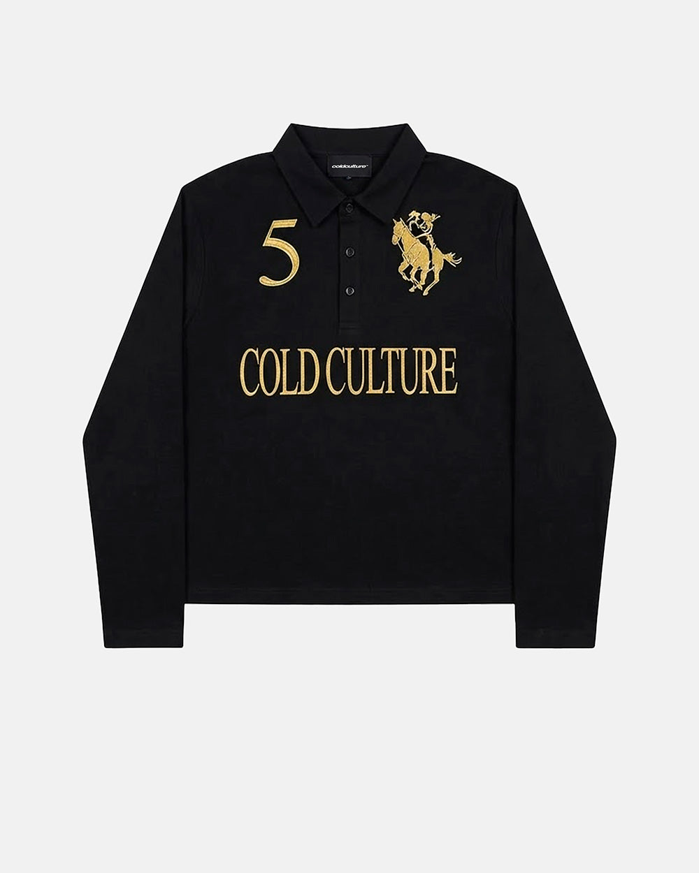 CLUB LONGSLEEVE POLO BLACK - Cold Culture #packshot