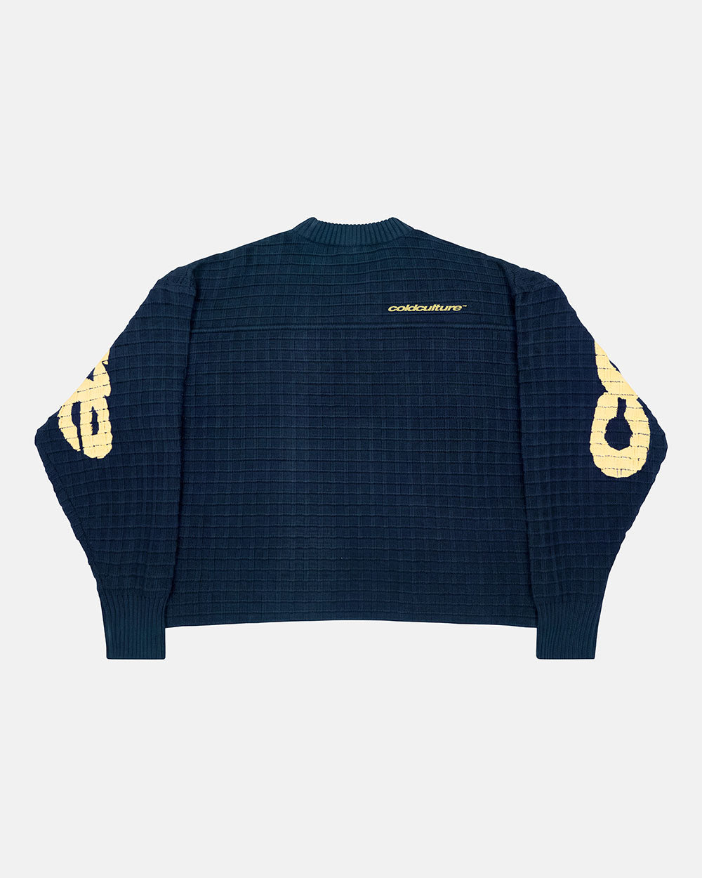 CRUNCHY WAFFLE KNIT NAVY AND YELLOW