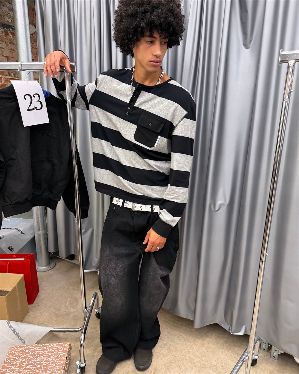 DOCKSIDE TEE GREY STRIPES