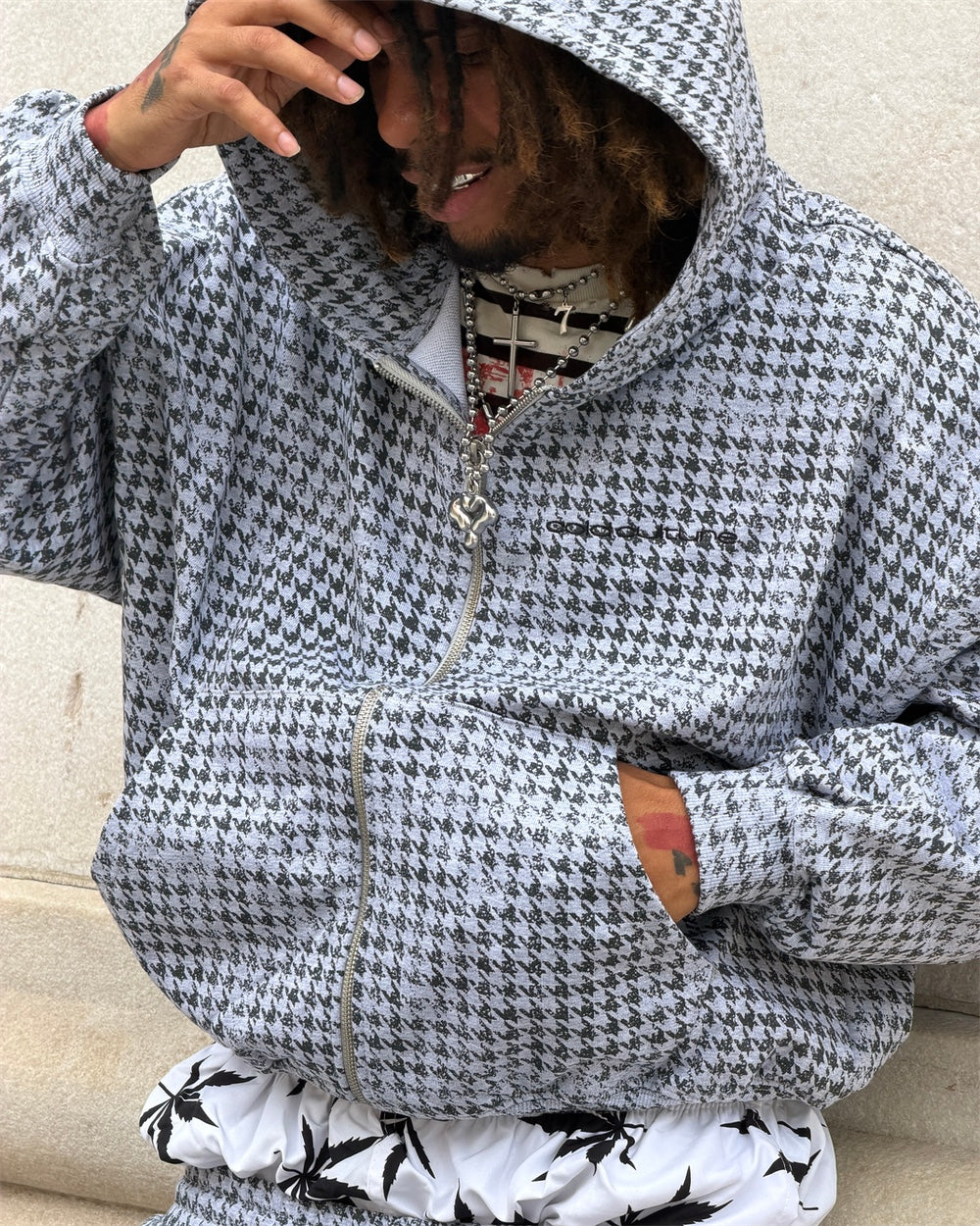 MAISON STREET ZIP HOODIE HEATHER GREY