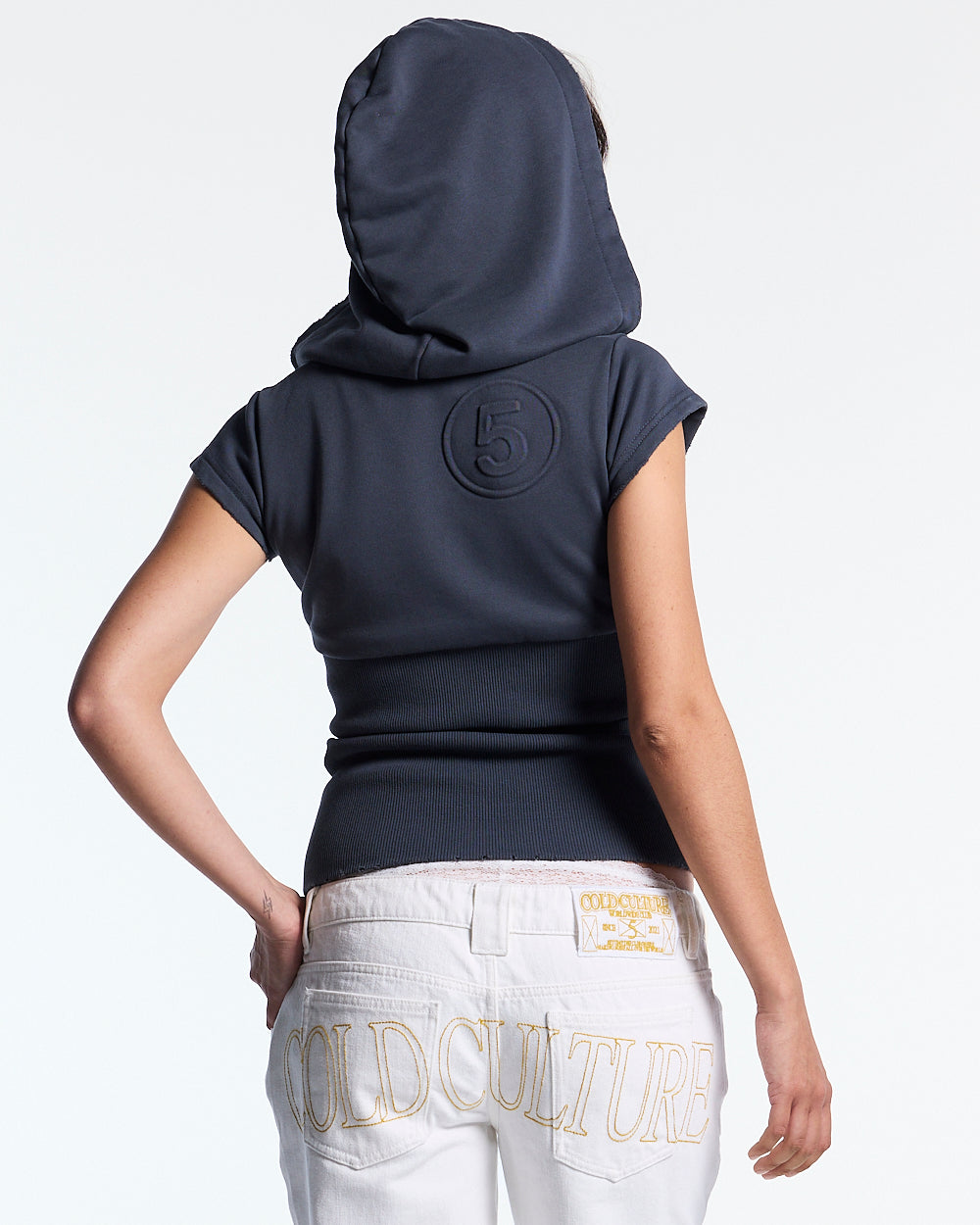 HOODED BABY ZIP TEE DARK GREY