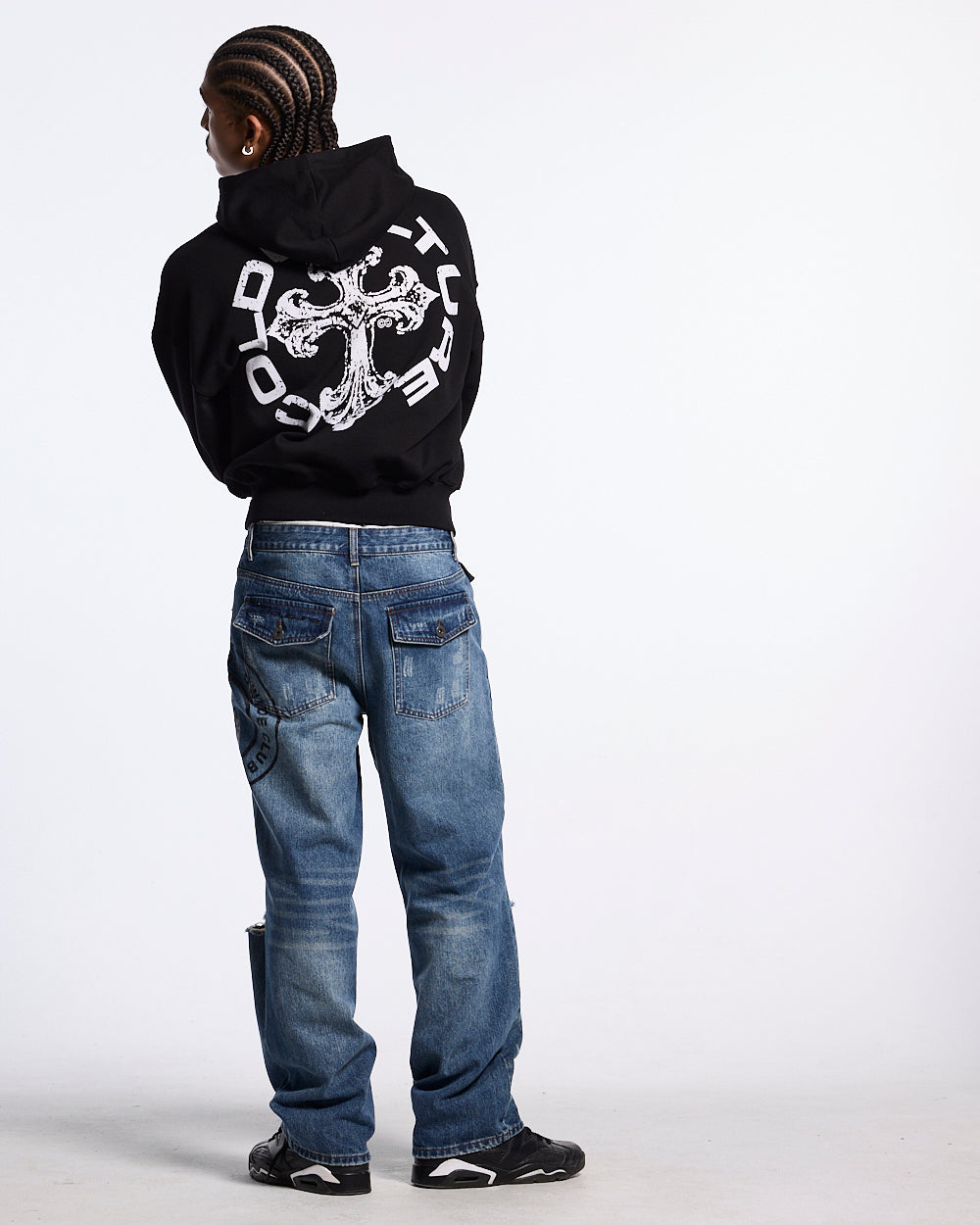 DISCHARGE HOODIE BLACK