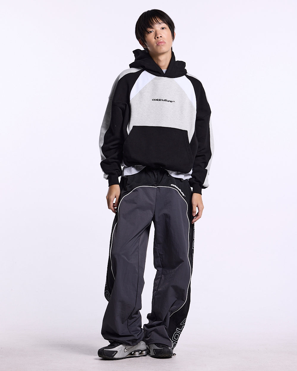 SPEED SPOKE HOODIE BLACK AND HEATHER GREY - Cold Culture #man