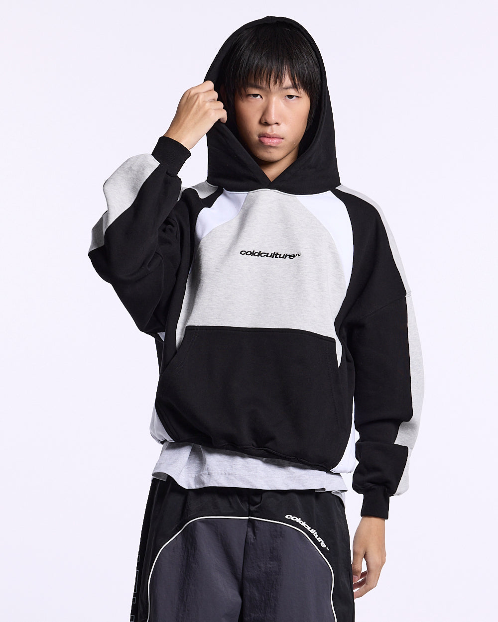 SPEED SPOKE HOODIE BLACK AND HEATHER GREY - Cold Culture #man