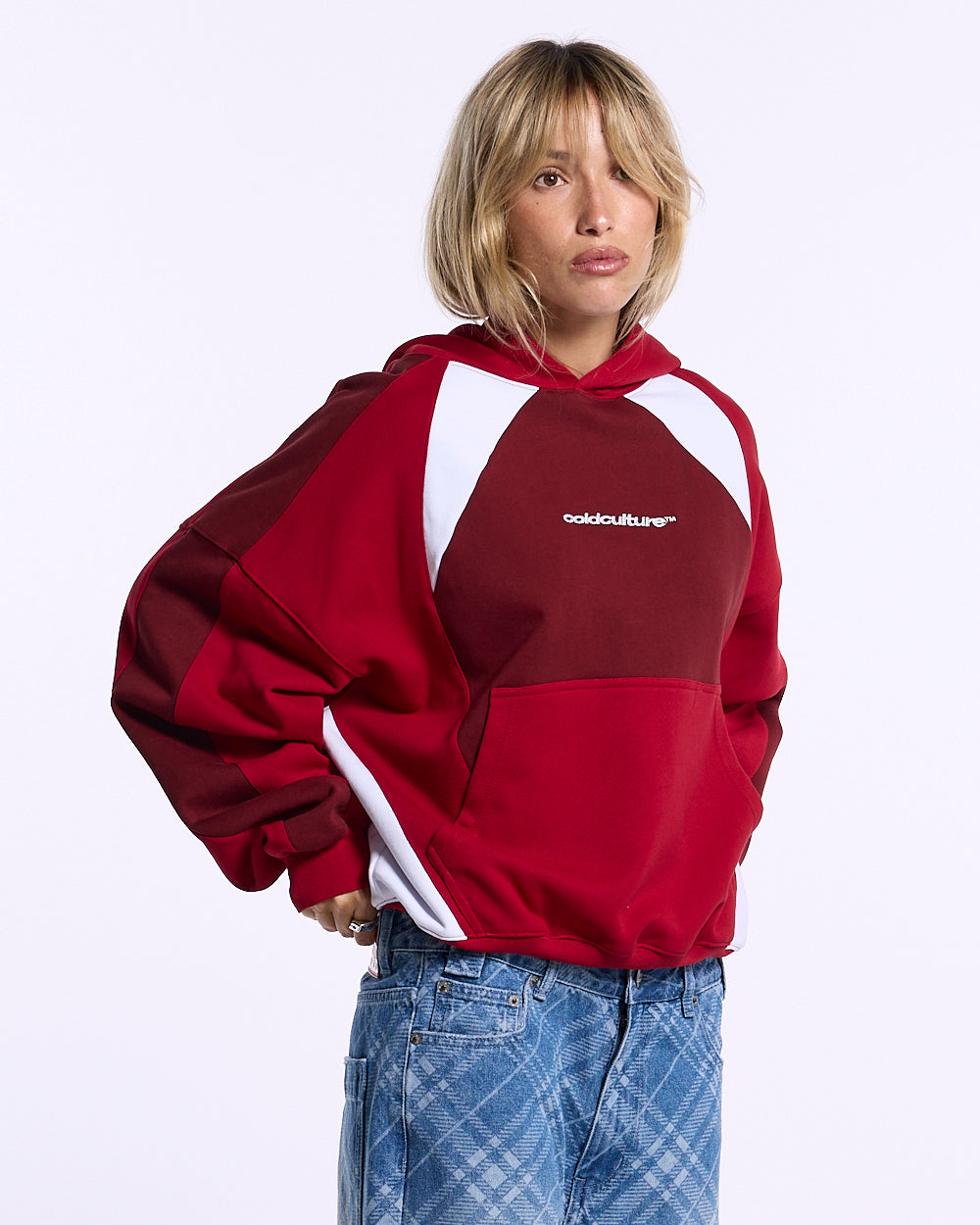 SPEED SPOKE HOODIE RED AND BURGUNDY - Cold Culture #woman