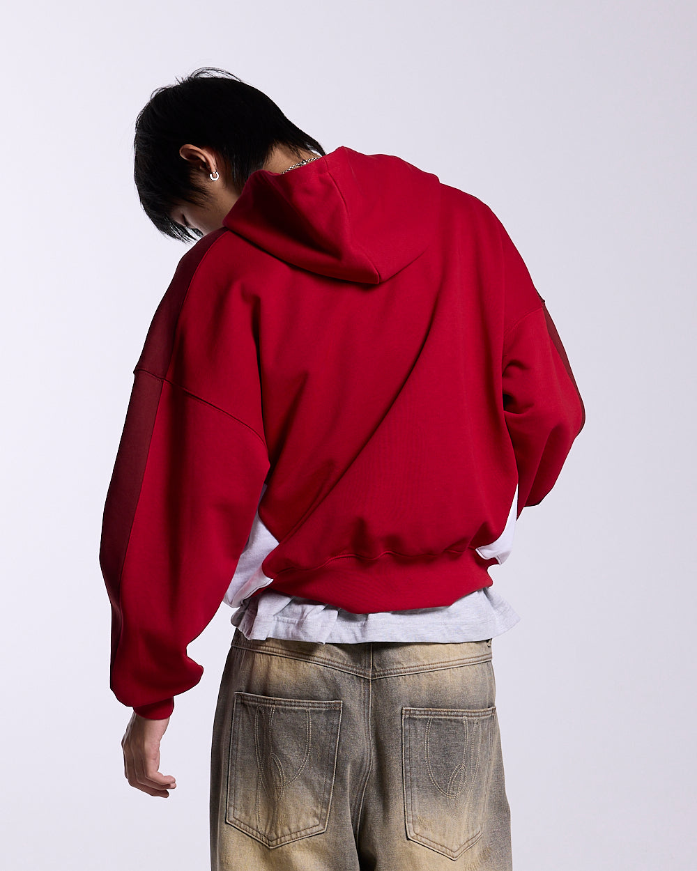 SPEED SPOKE HOODIE RED AND BURGUNDY - Cold Culture #man