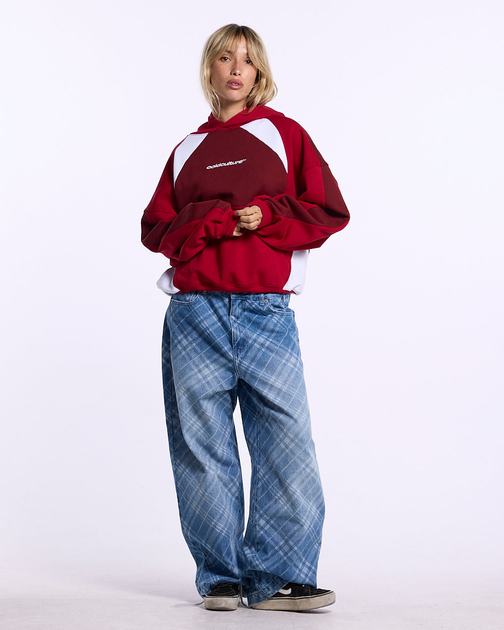 SPEED SPOKE HOODIE RED AND BURGUNDY - Cold Culture #woman