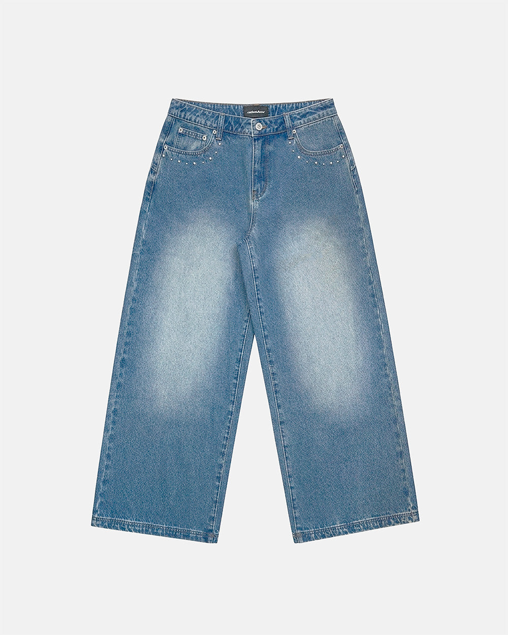 DISTRESS CURVED LOOSE PANTS BLUE - Cold Culture #packshot