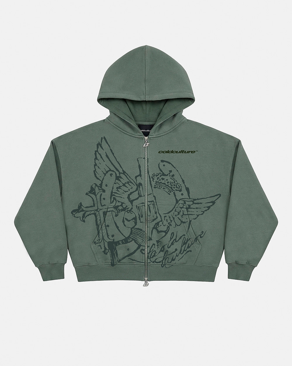 EAGLE ZIP HOODIE GREEN