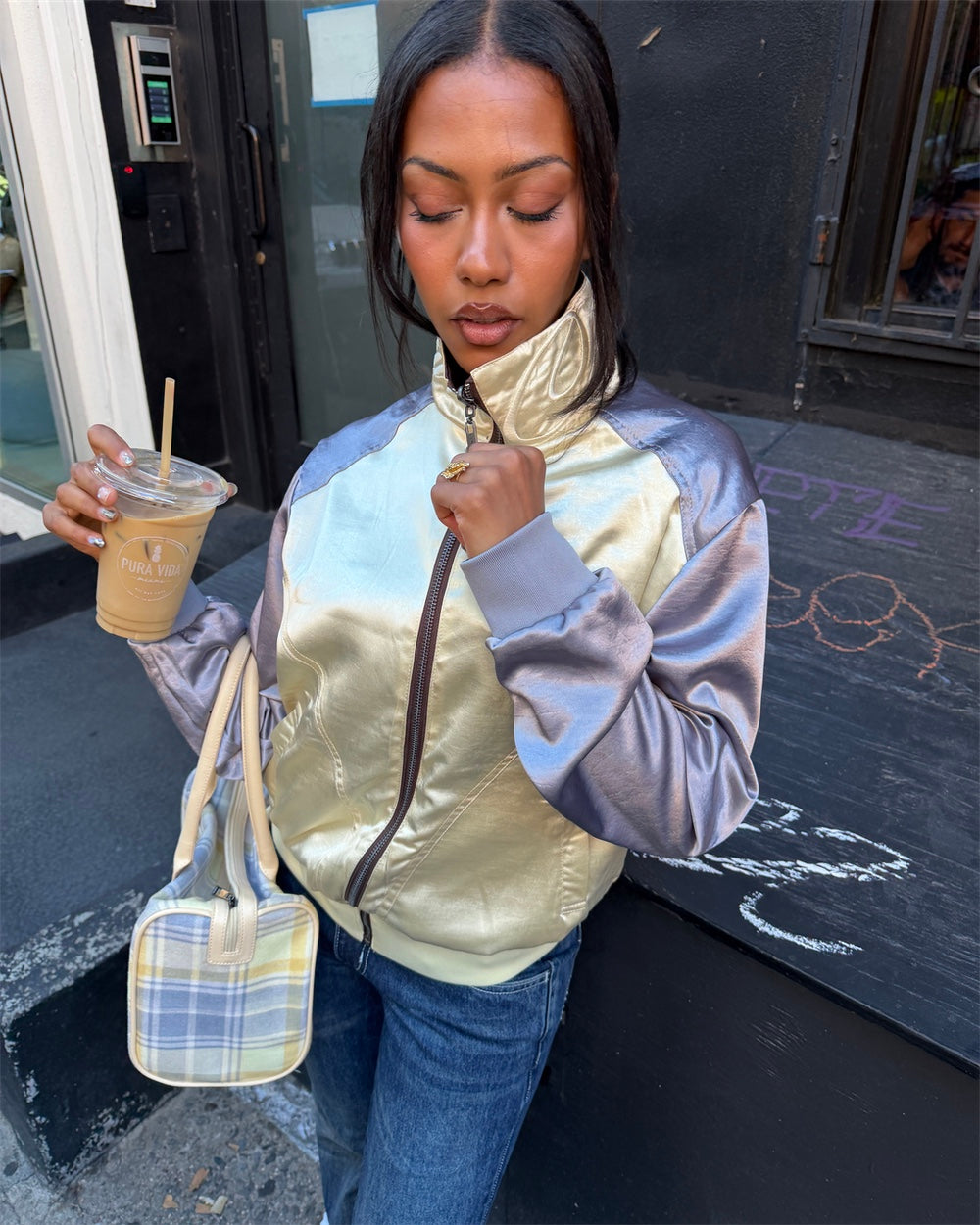TOGGLE BOMBER WOMAN BROWN