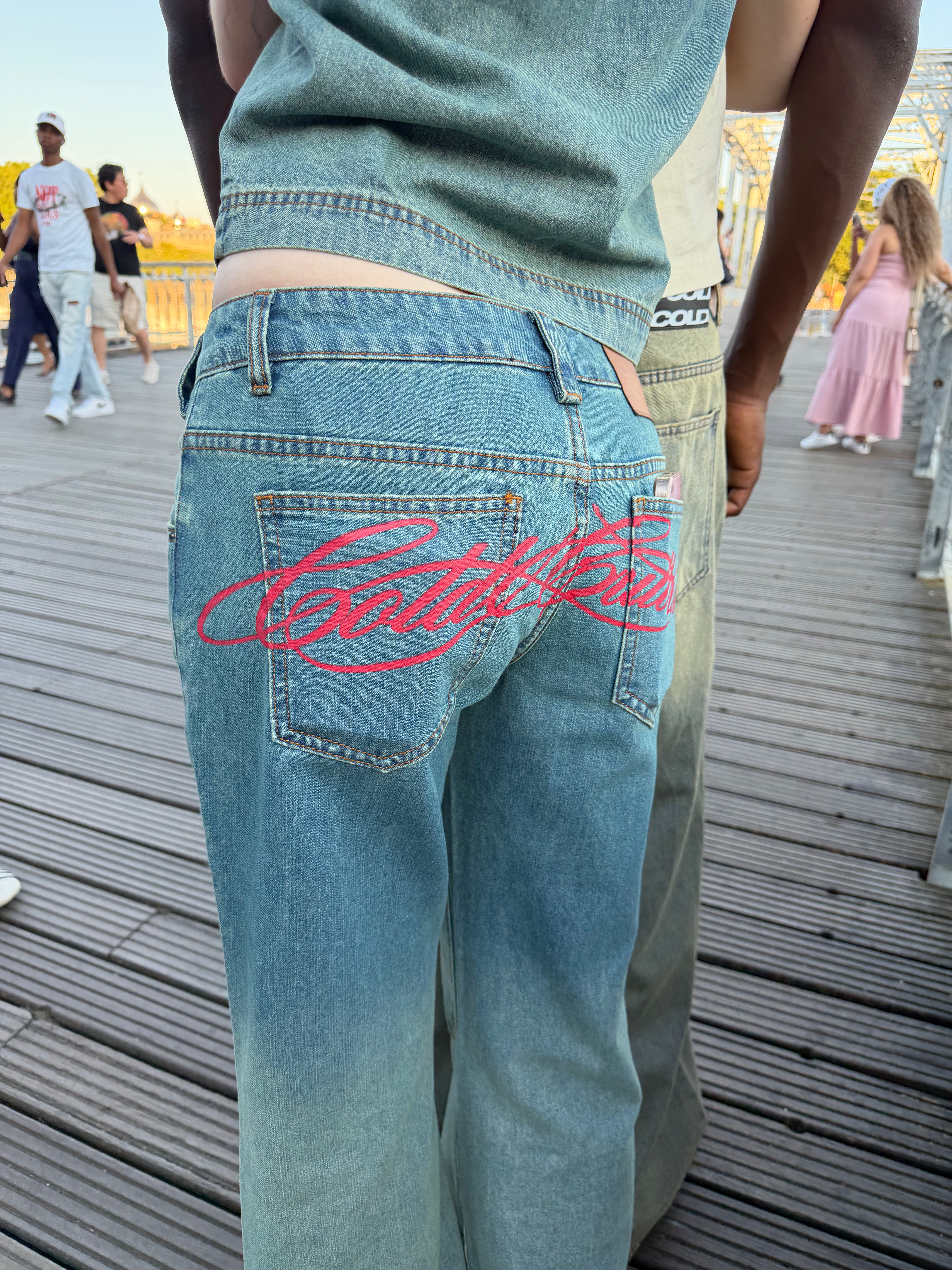 SIGHT BOOTCUT JEANS DENIM - blue washed bootcut jeans, worn detail - Cold Culture