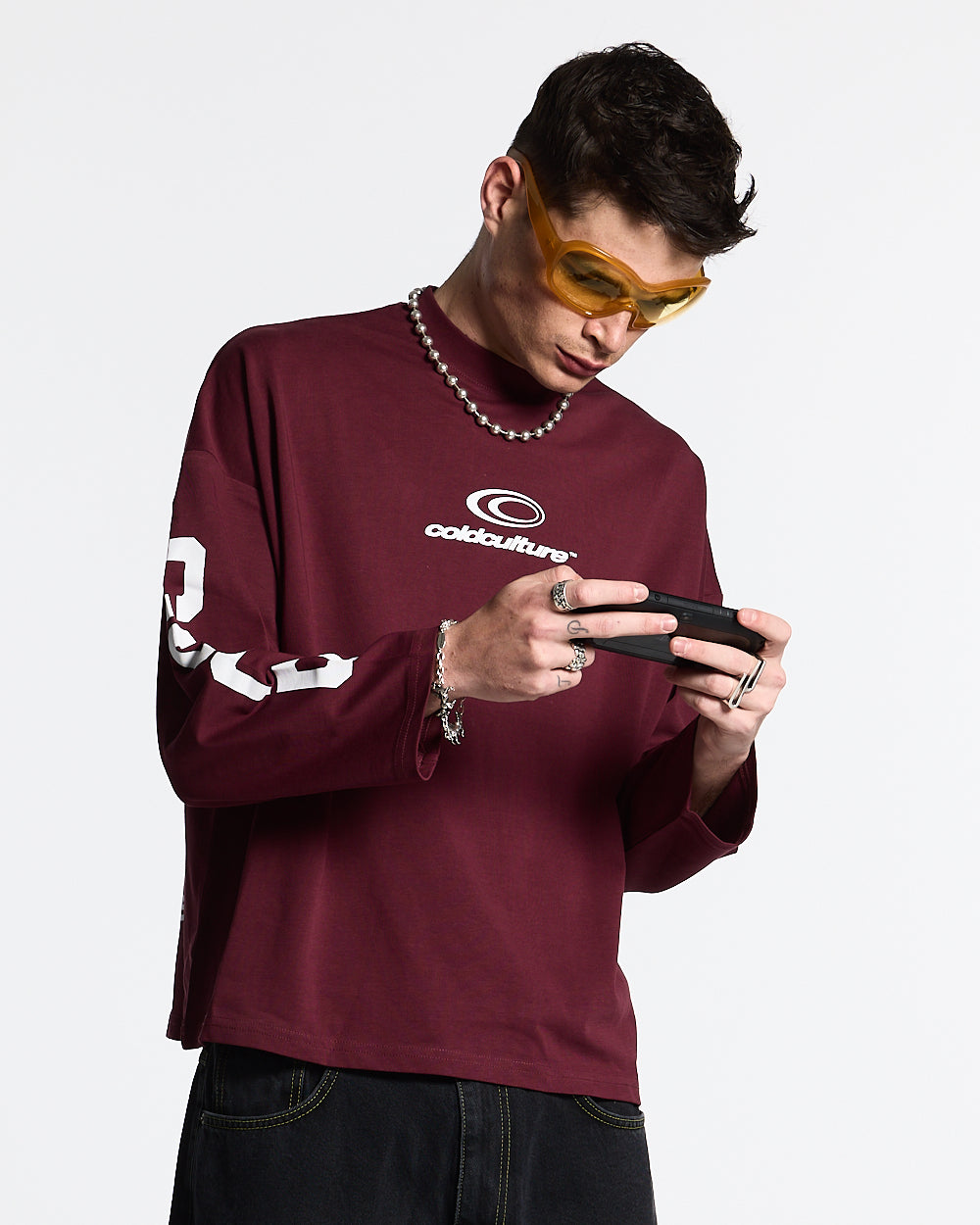 55 FLAMES LONGSLEEVE BURGUNDY