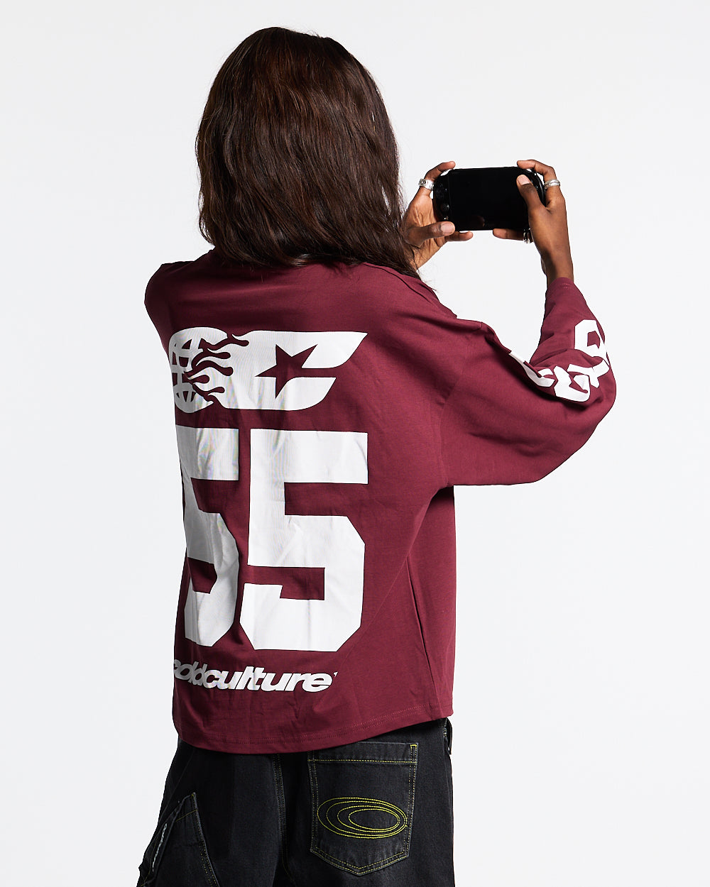 55 FLAMES LONGSLEEVE BURGUNDY