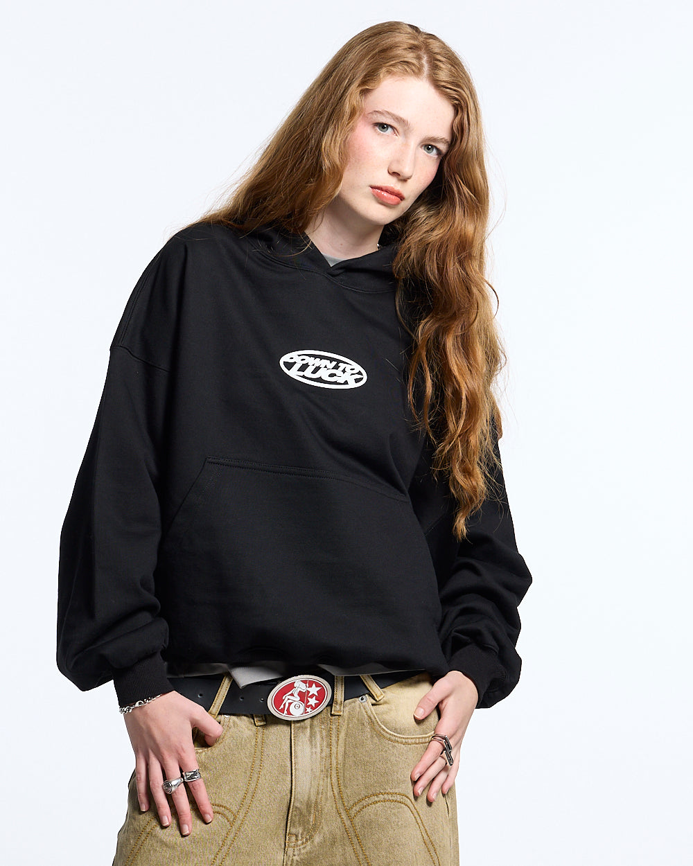 DOWN TO LUCK HOODIE BLACK AND WHITE