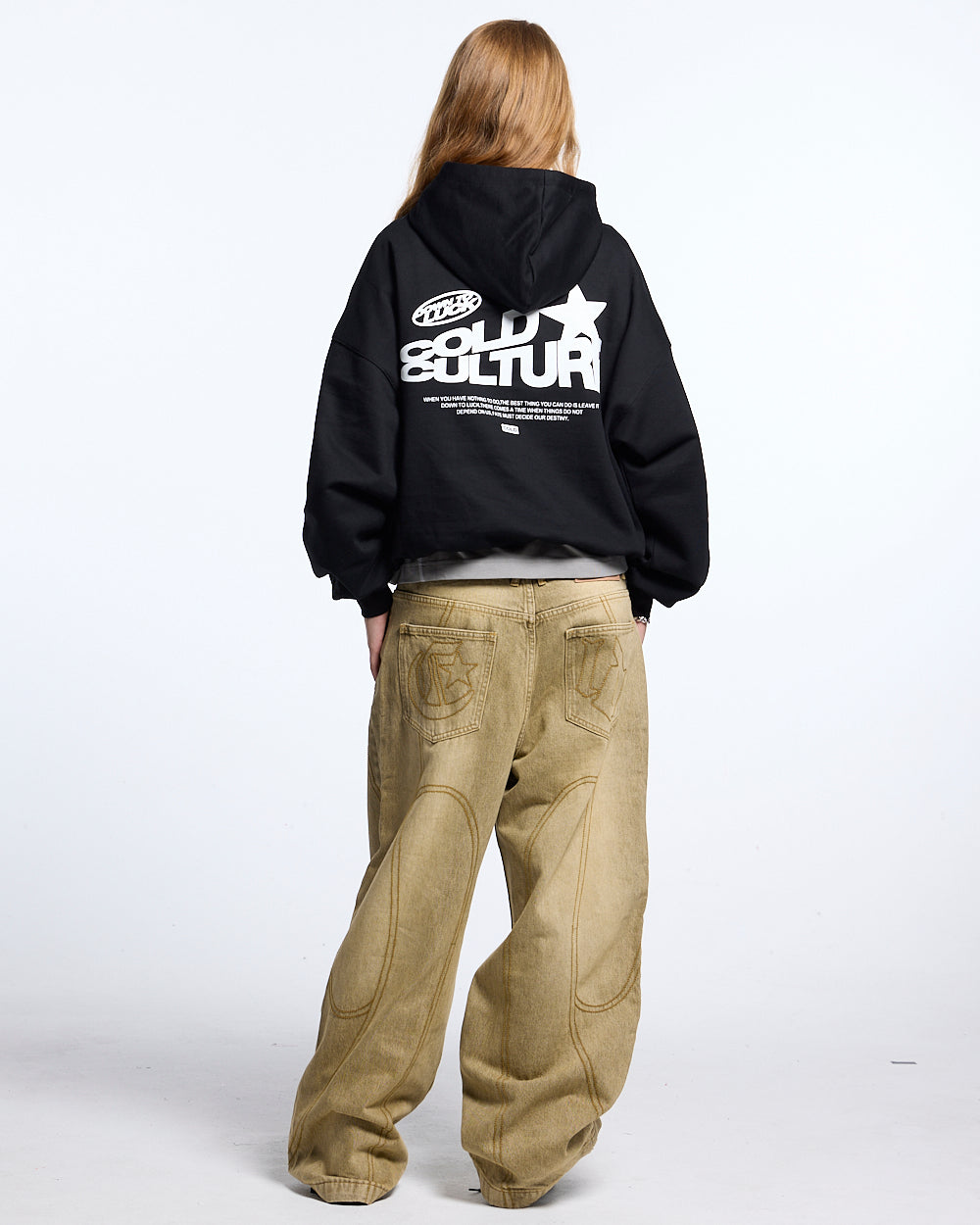 DOWN TO LUCK HOODIE BLACK AND WHITE