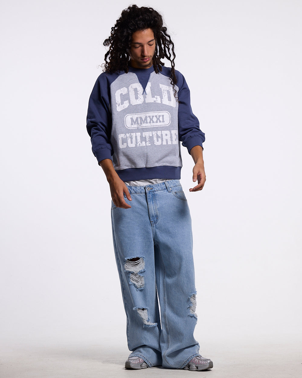 EST.2021 CREWNECK HEATHER GREY AND NAVY