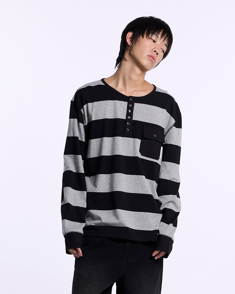 DOCKSIDE TEE GREY STRIPES