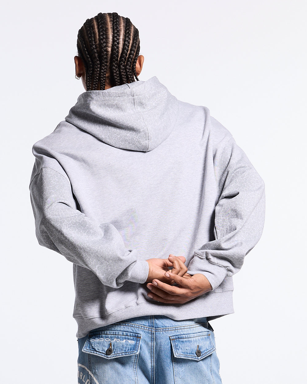 STRIPE ZIP HOODIE HEATHER GREY