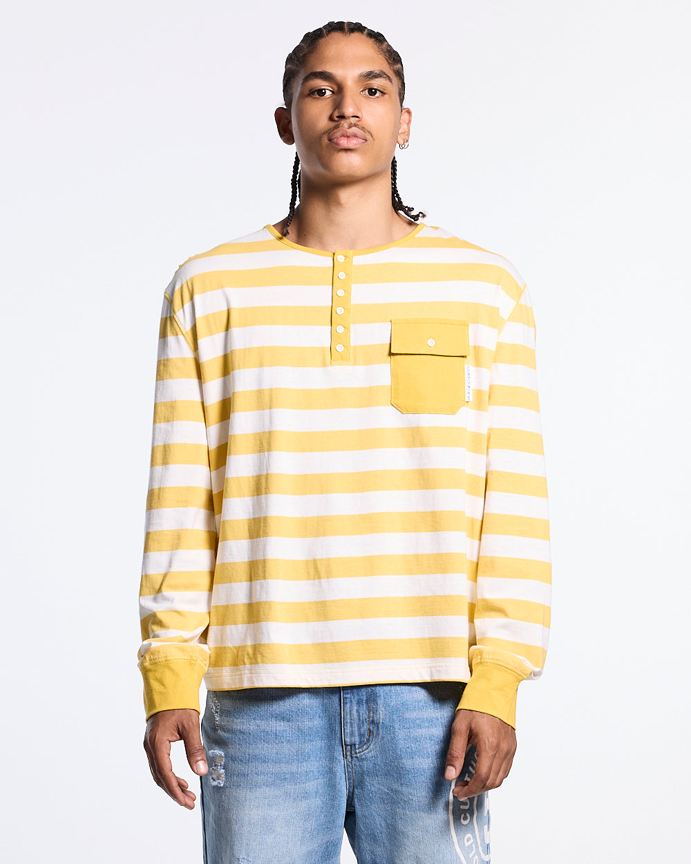 BANDLINE LONGSLEEVE YELLOW & HEATHER GREY