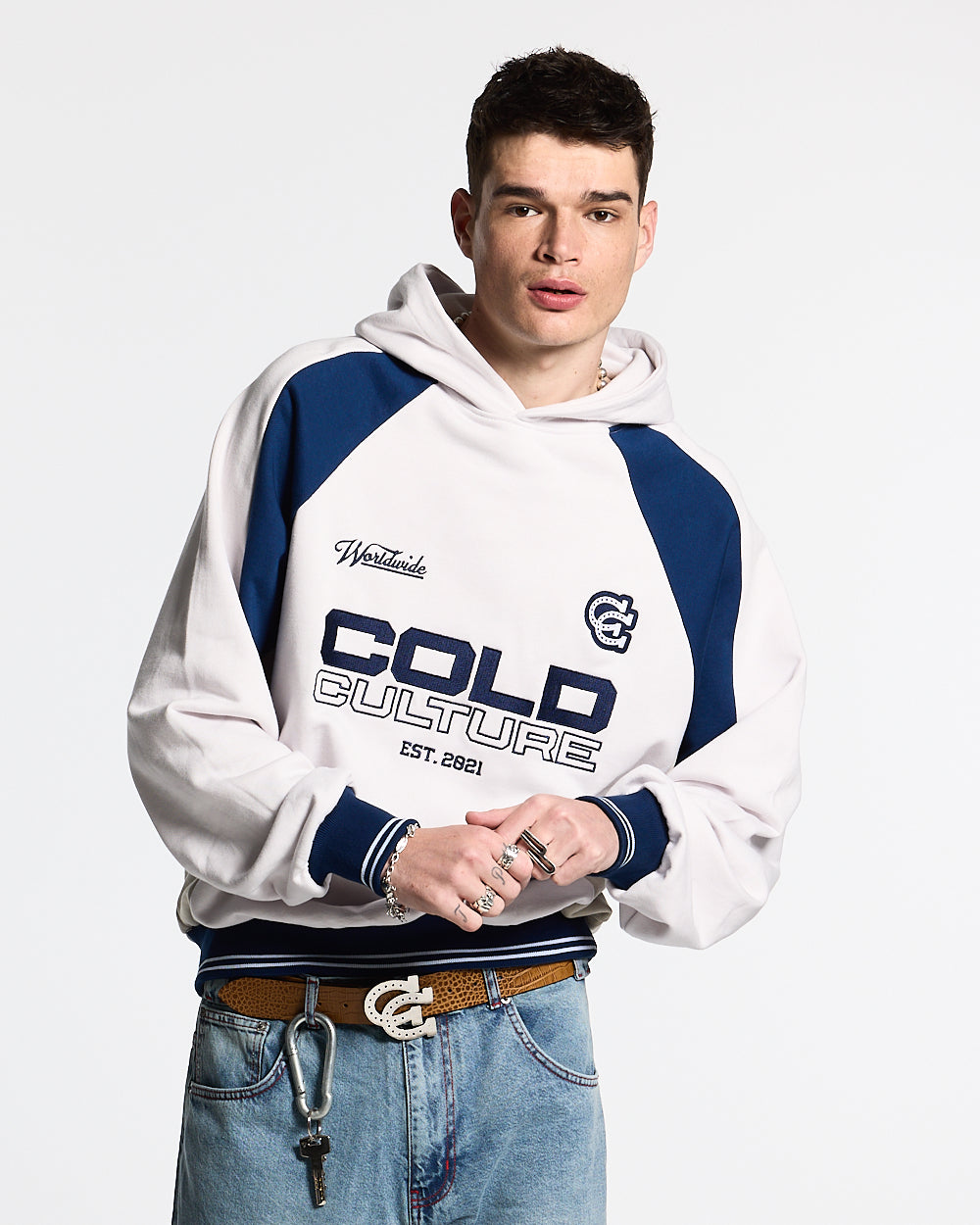 COWBOY VARSITY HOODIE WHITE/BLUE