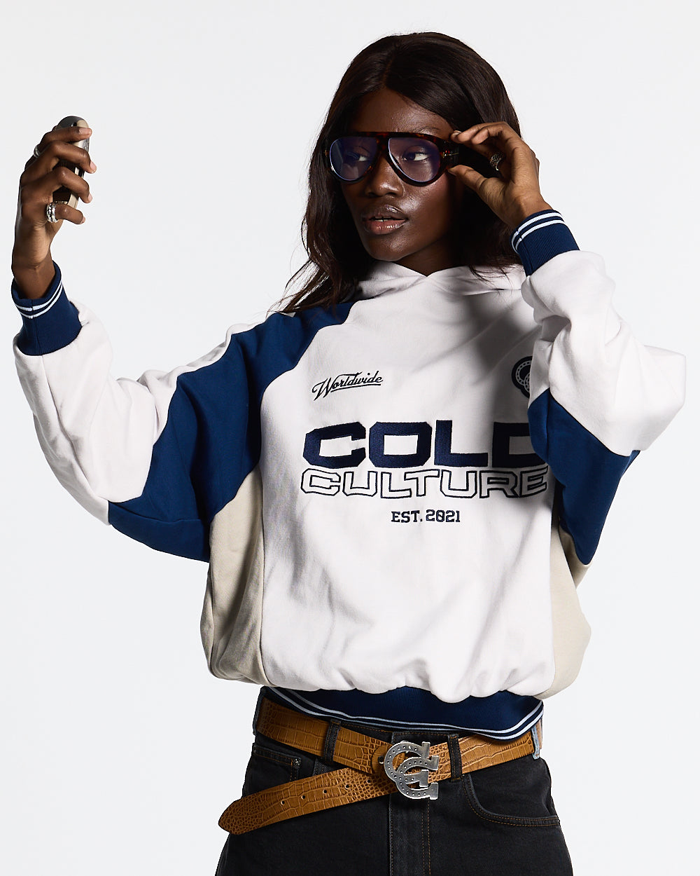 COWBOY VARSITY HOODIE WHITE/BLUE