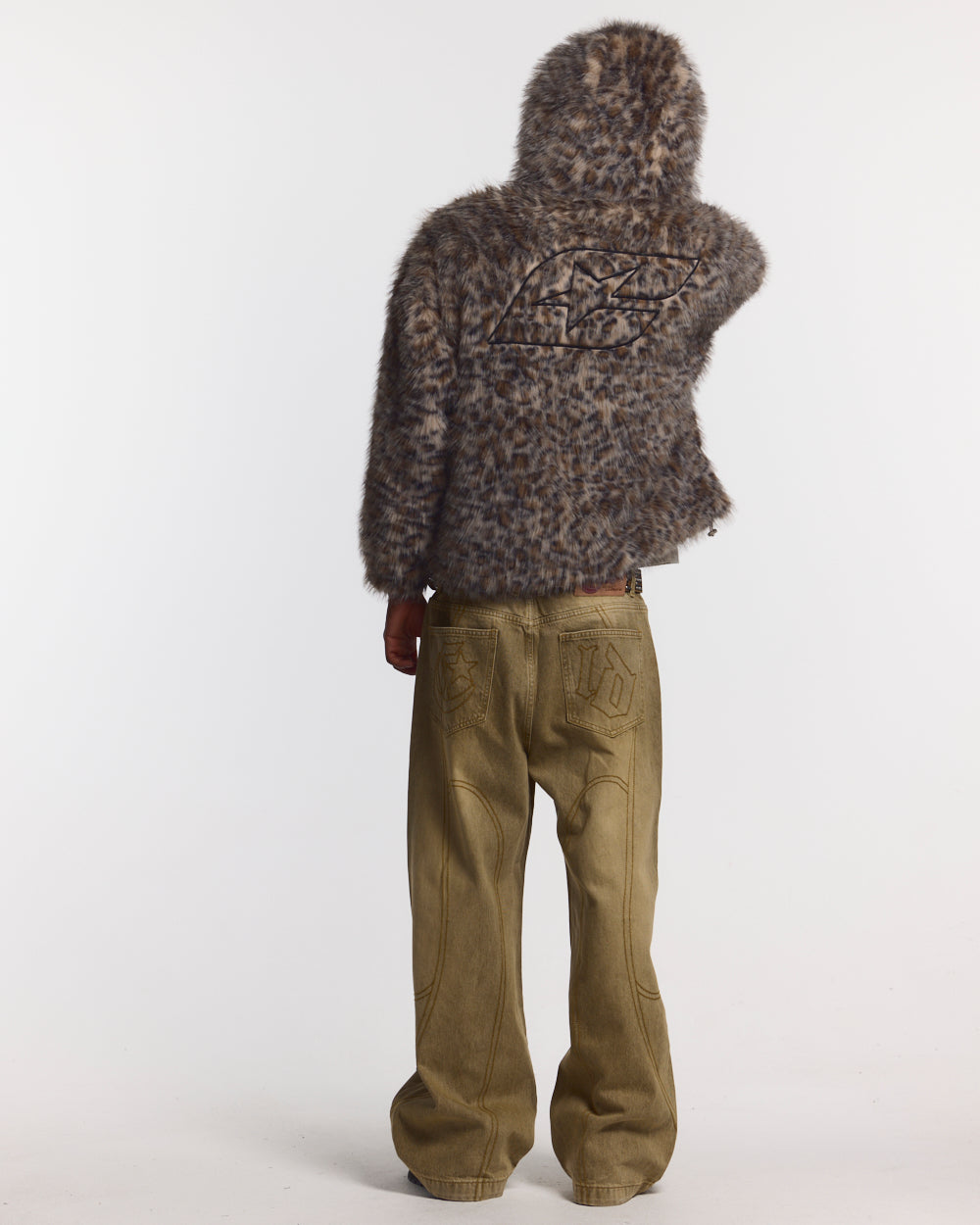 FUR HOODIE BROWN LEOPARD