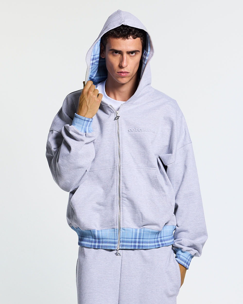 TAKE A PEAK ZIP HOODIE HEATHER GREY