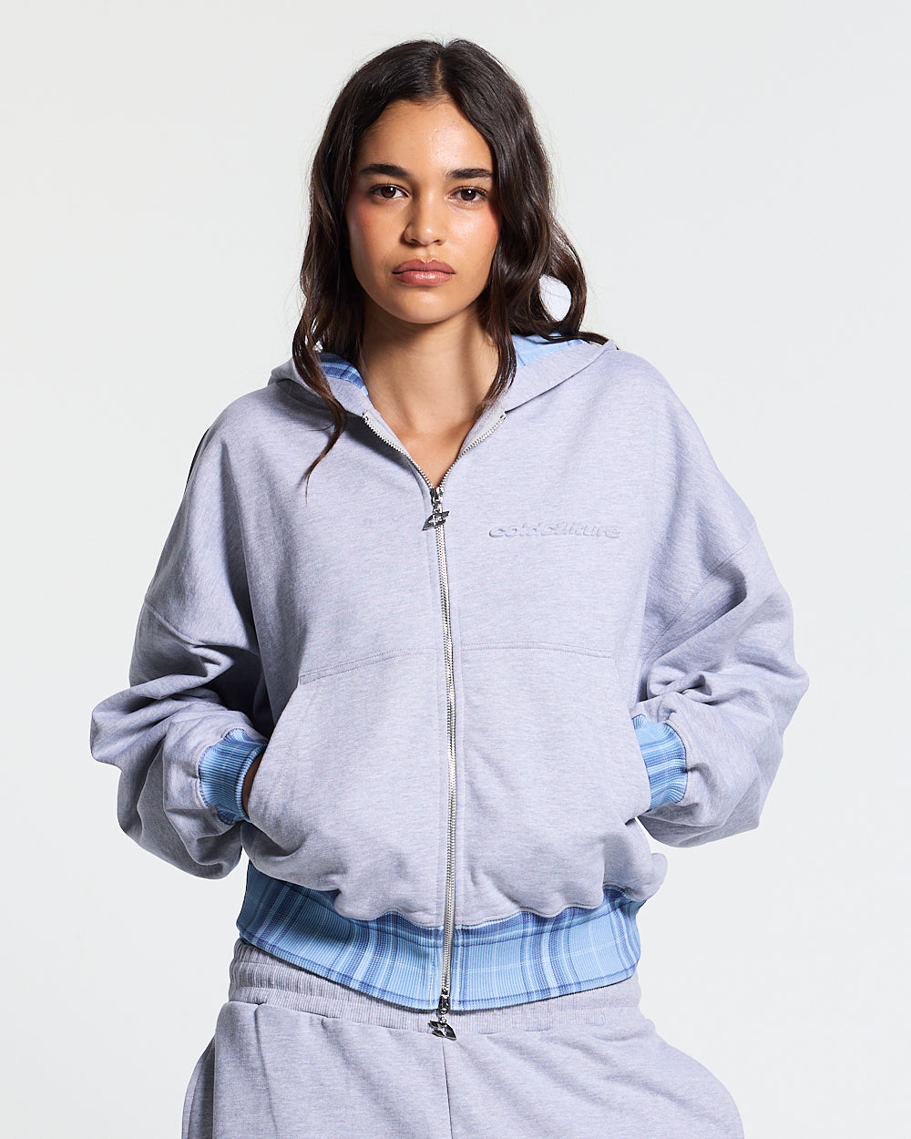 TAKE A PEAK ZIP HOODIE HEATHER GREY