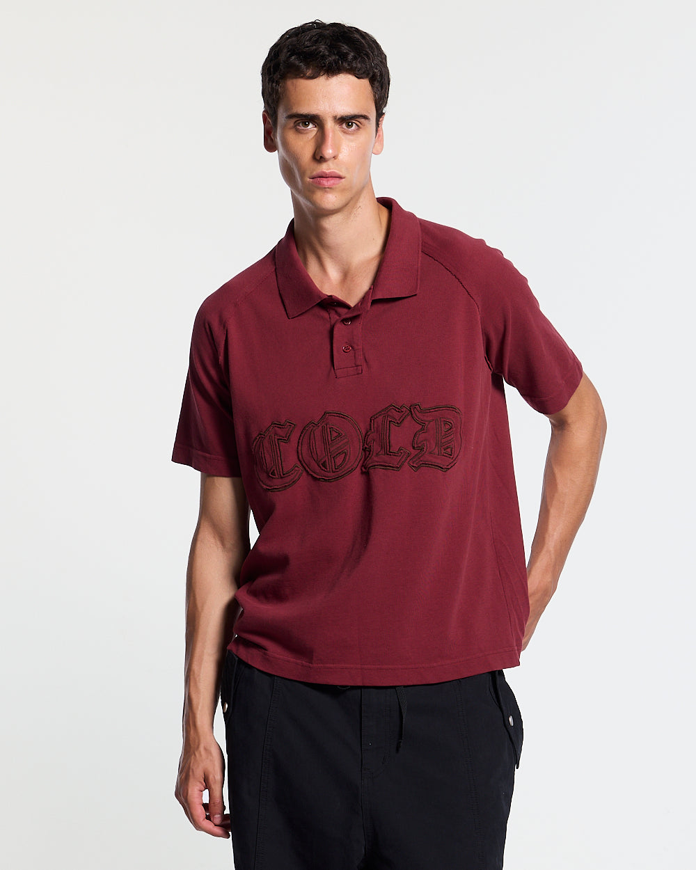 GOTHIC DISTRESSED POLO BURGUNDY
