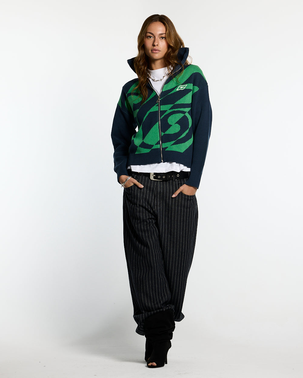 LINES FUSION KNIT GREEN & BLUE