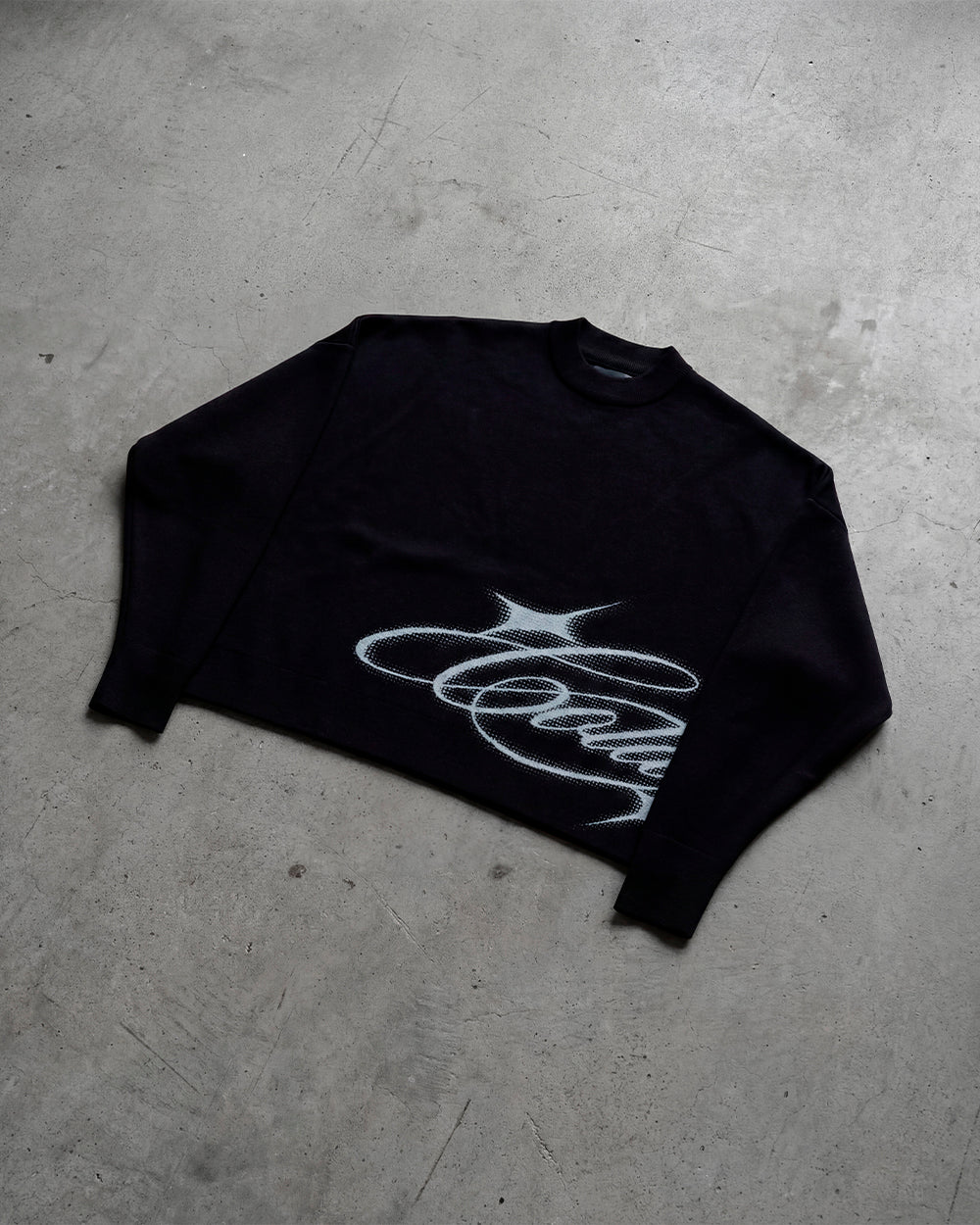 SPARKLY SCRIPT KNIT BLACK