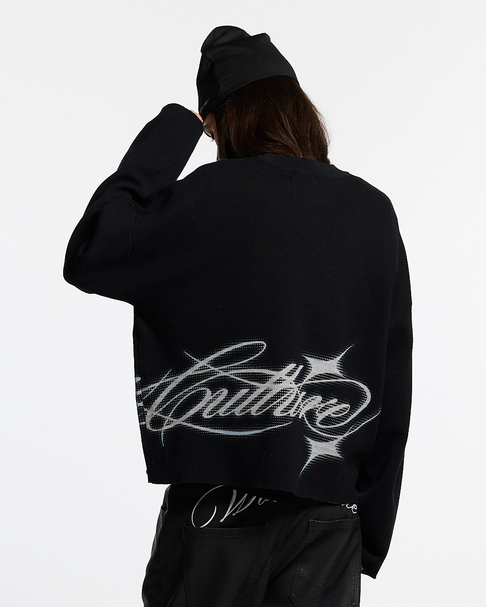 SPARKLY SCRIPT KNIT BLACK