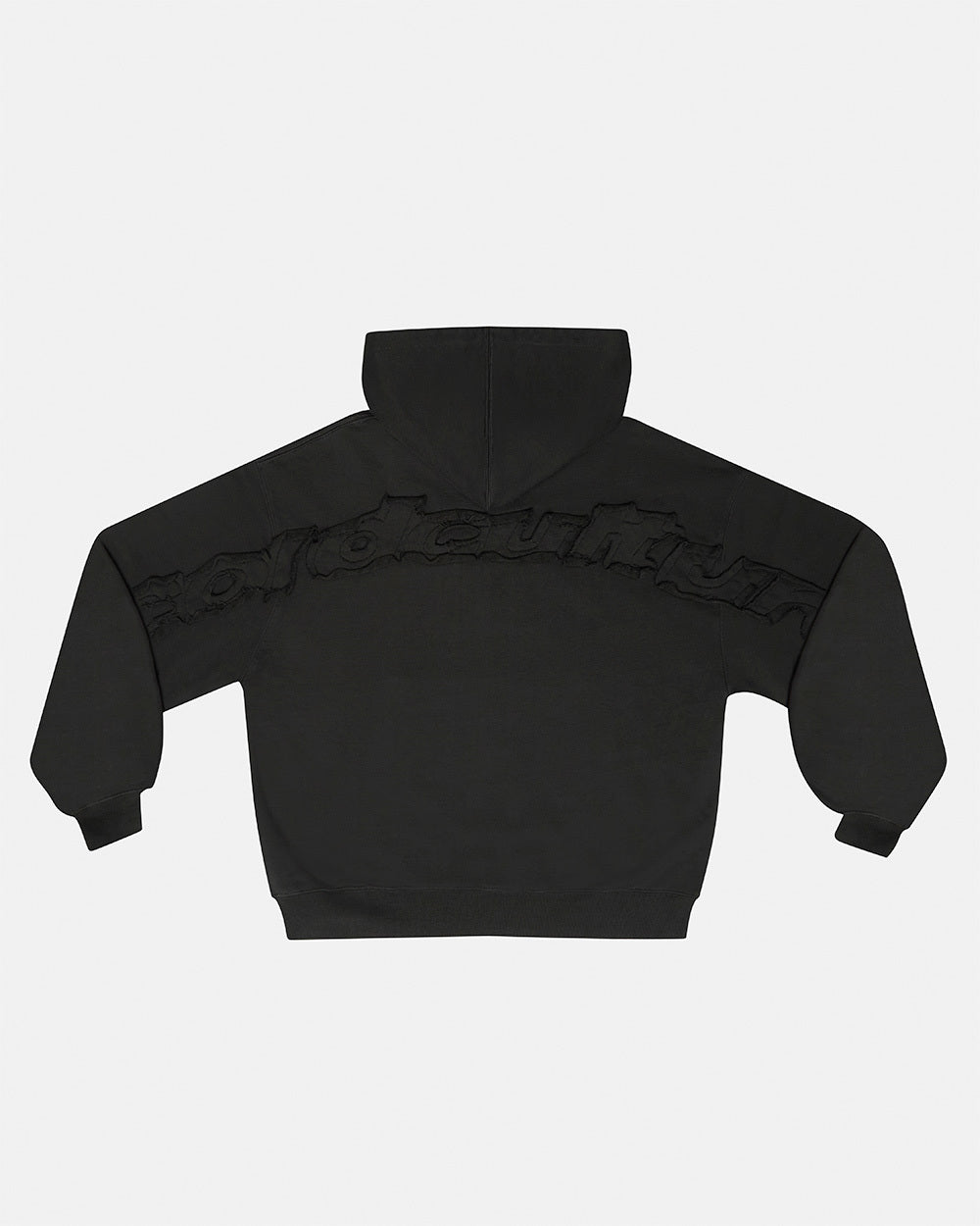 DISTRESS CURVED ZIP HOODIE DARK GREY