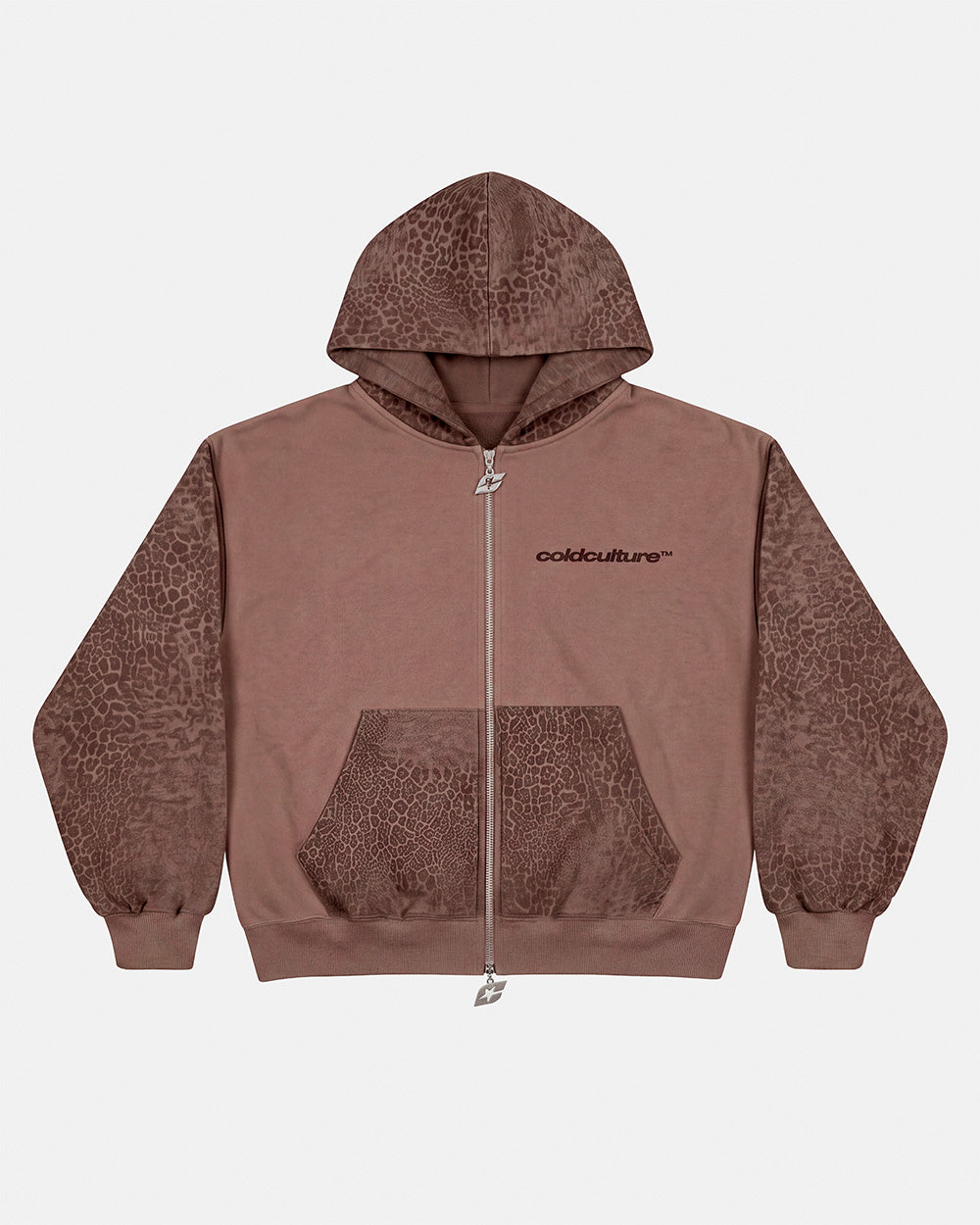 STRIPE ZIP HOODIE BROWN