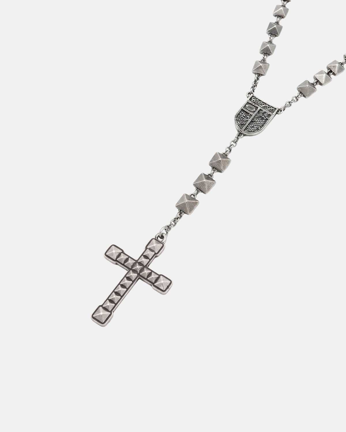 STUDDED ROSARY NECKLACE SILVER
