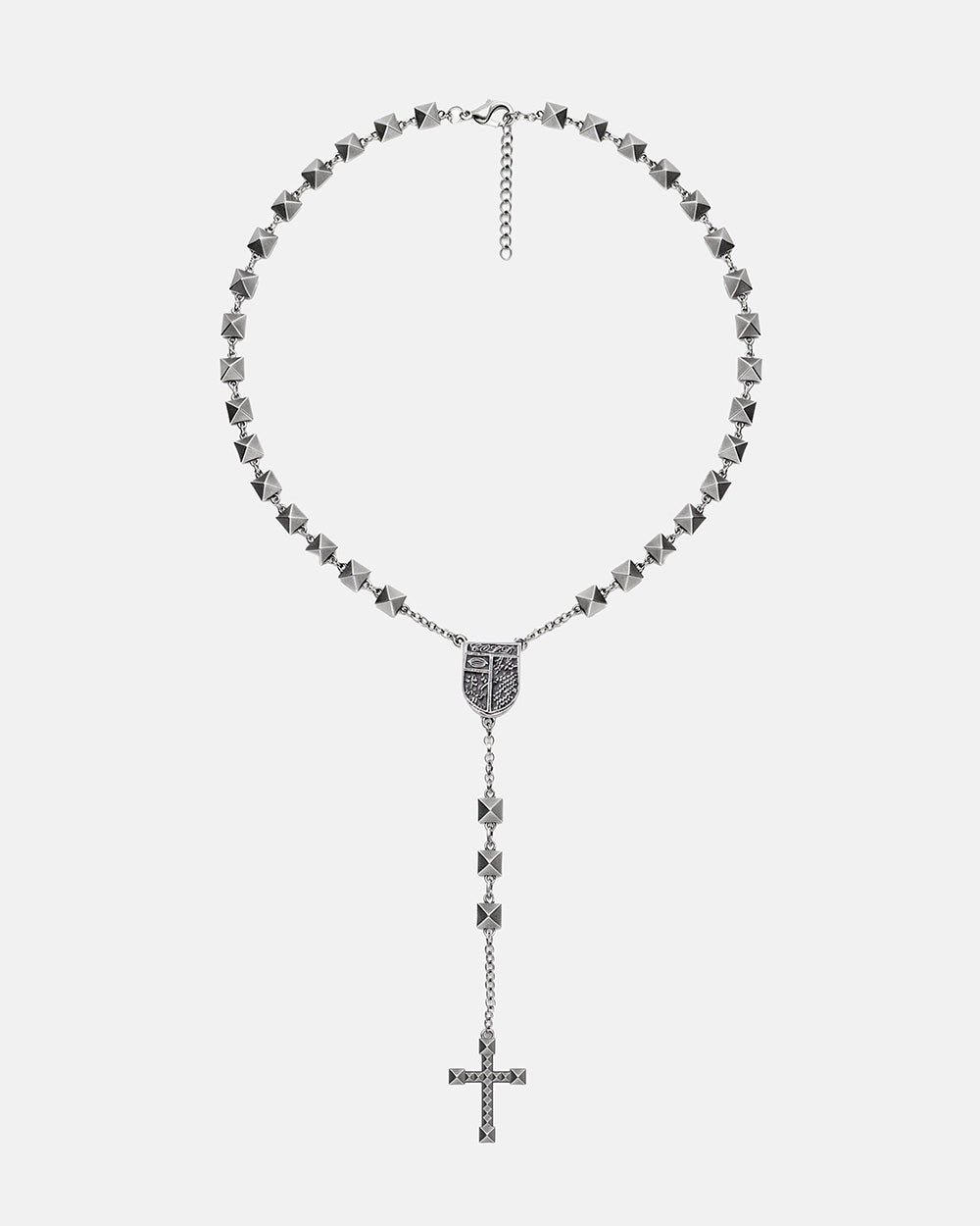 STUDDED ROSARY NECKLACE SILVER