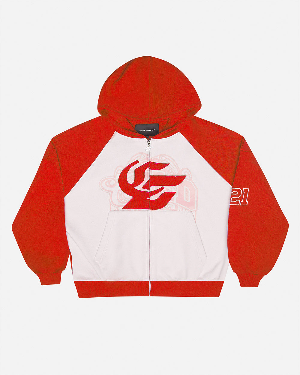 PRESTIGE ZIP HOODIE RED & WHITE