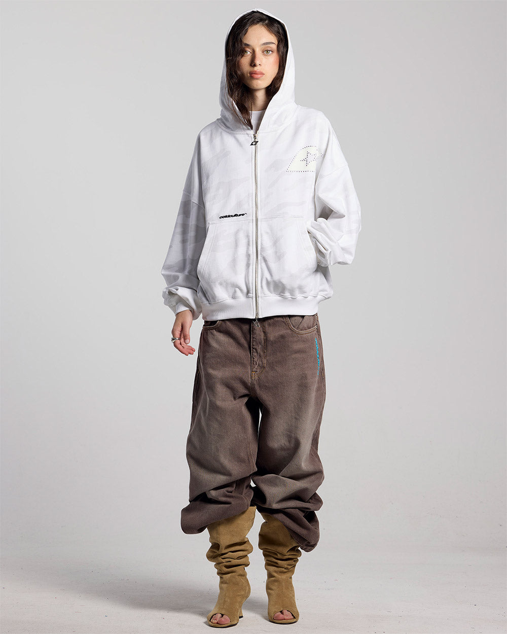 CAMO ZIP HOODIE GREY