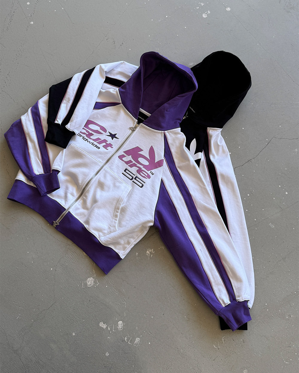 TEASE ME ZIP HOODIE WHITE & PURPLE