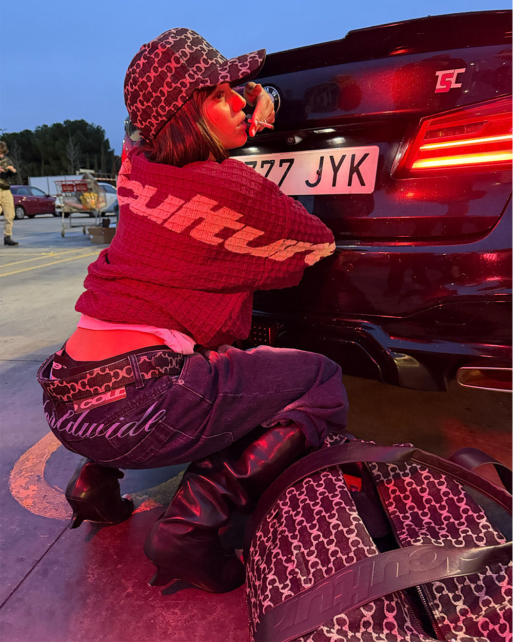 CRUNCHY WAFFLE KNIT BURGUNDY