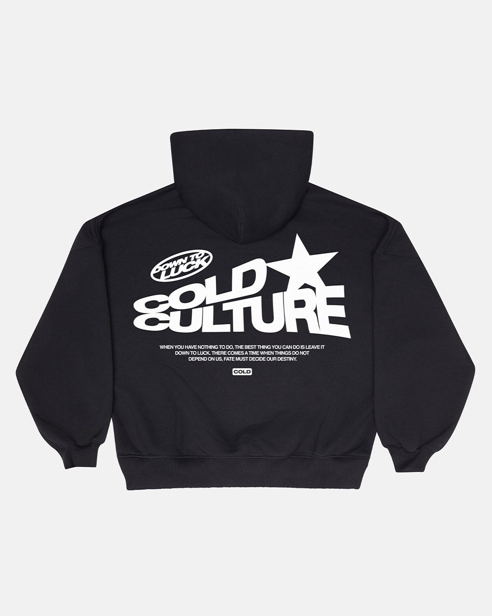 DOWN TO LUCK HOODIE BLACK AND WHITE