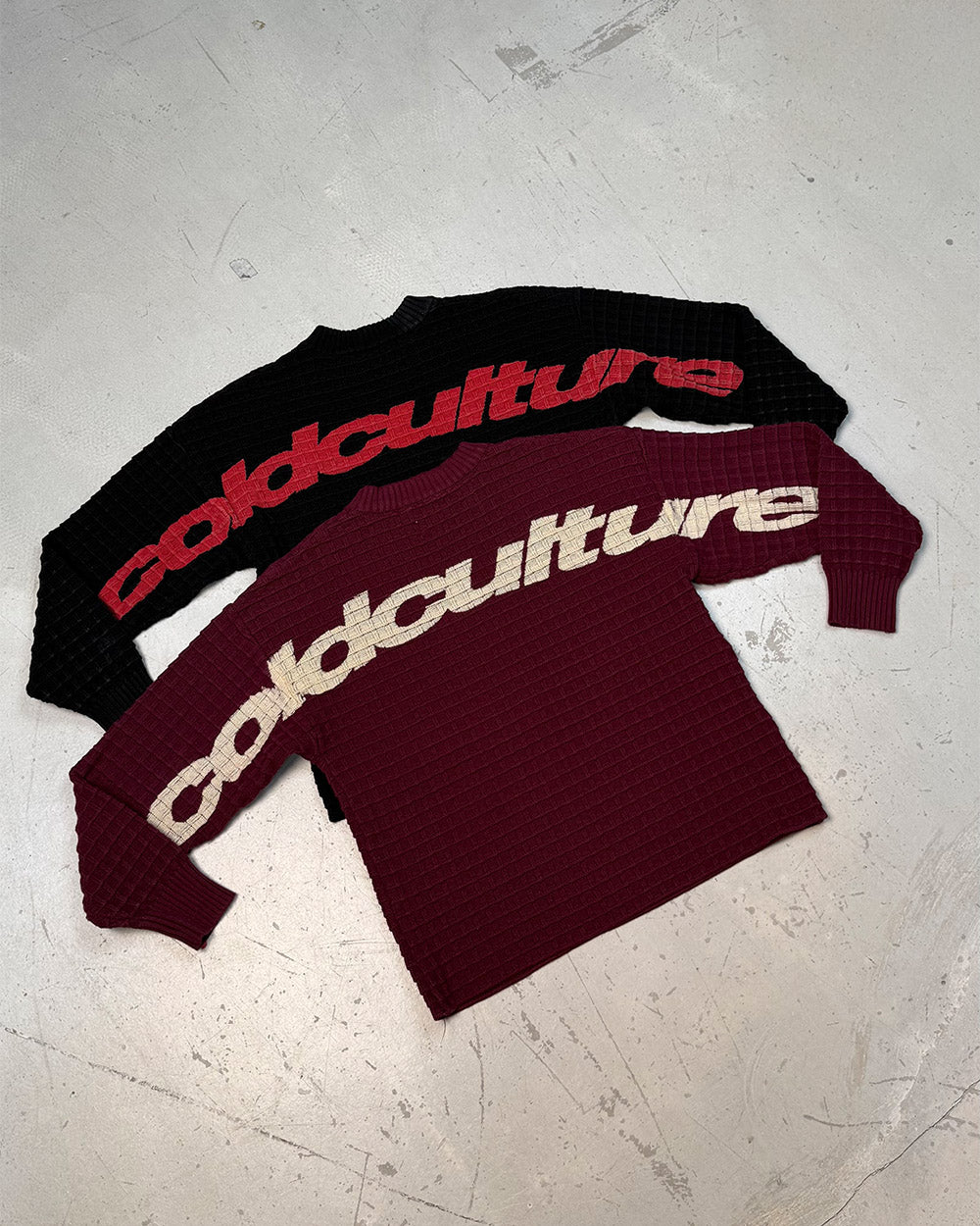 CRUNCHY WAFFLE KNIT BURGUNDY
